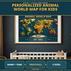 Personalised Animal World Map