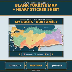 Blank Türkiye Map & Heart Stickers · German listing